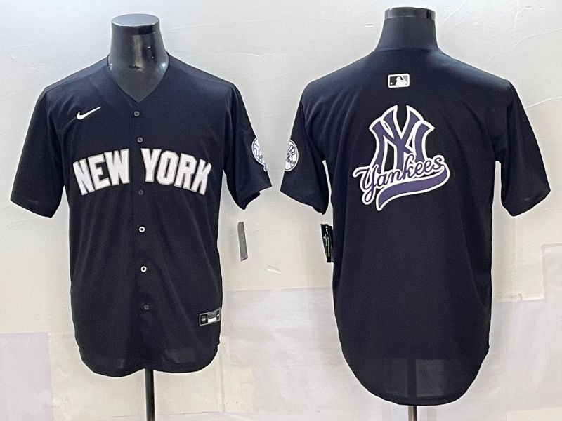 Men 2025 New York Yankees Blank Black Nike MLB Jersey style 0021->new york yankees->MLB Jersey